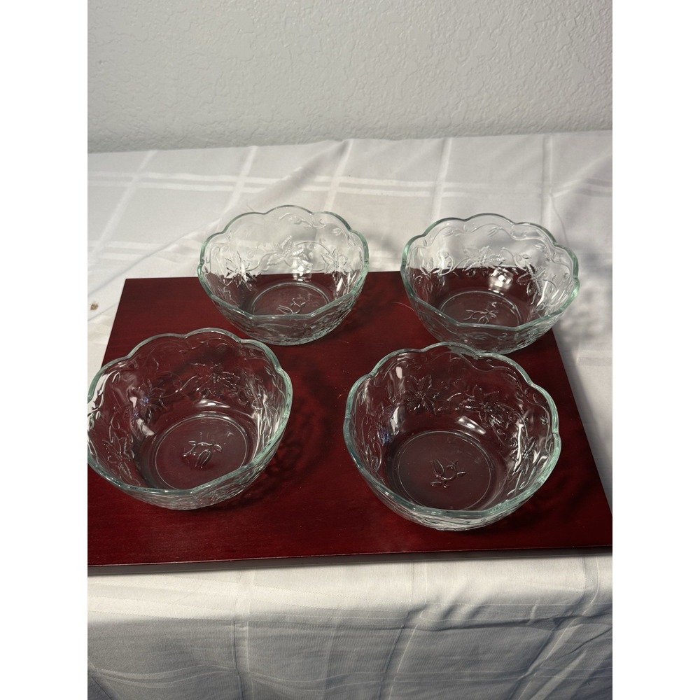 Princess House Fantasia Ivy Glass Dessert Fruit Bowls 6" Set of 4